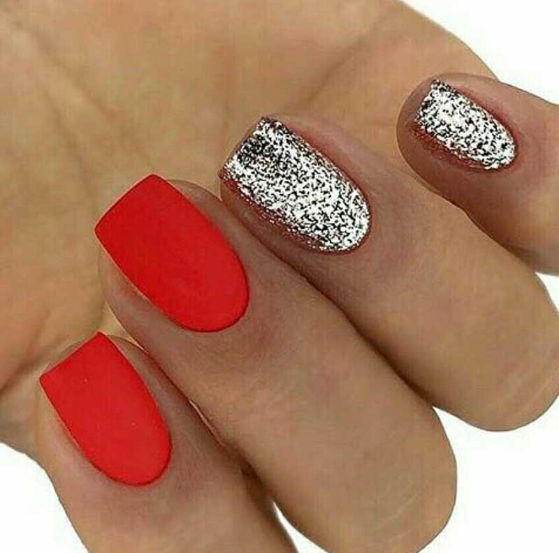 Дизайн Ногтей Красный И Серебристый Цвет